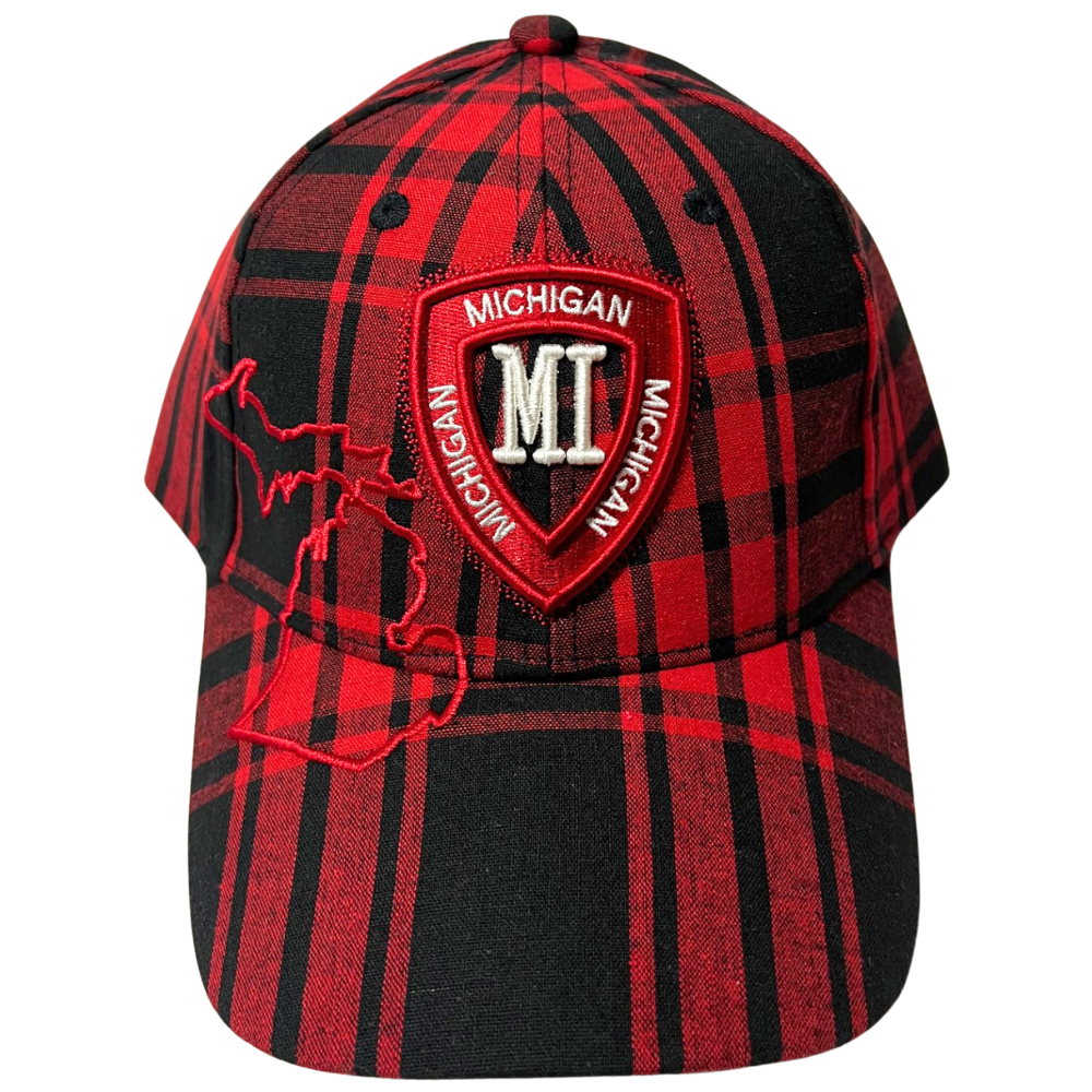 Red plaid top baseball hat